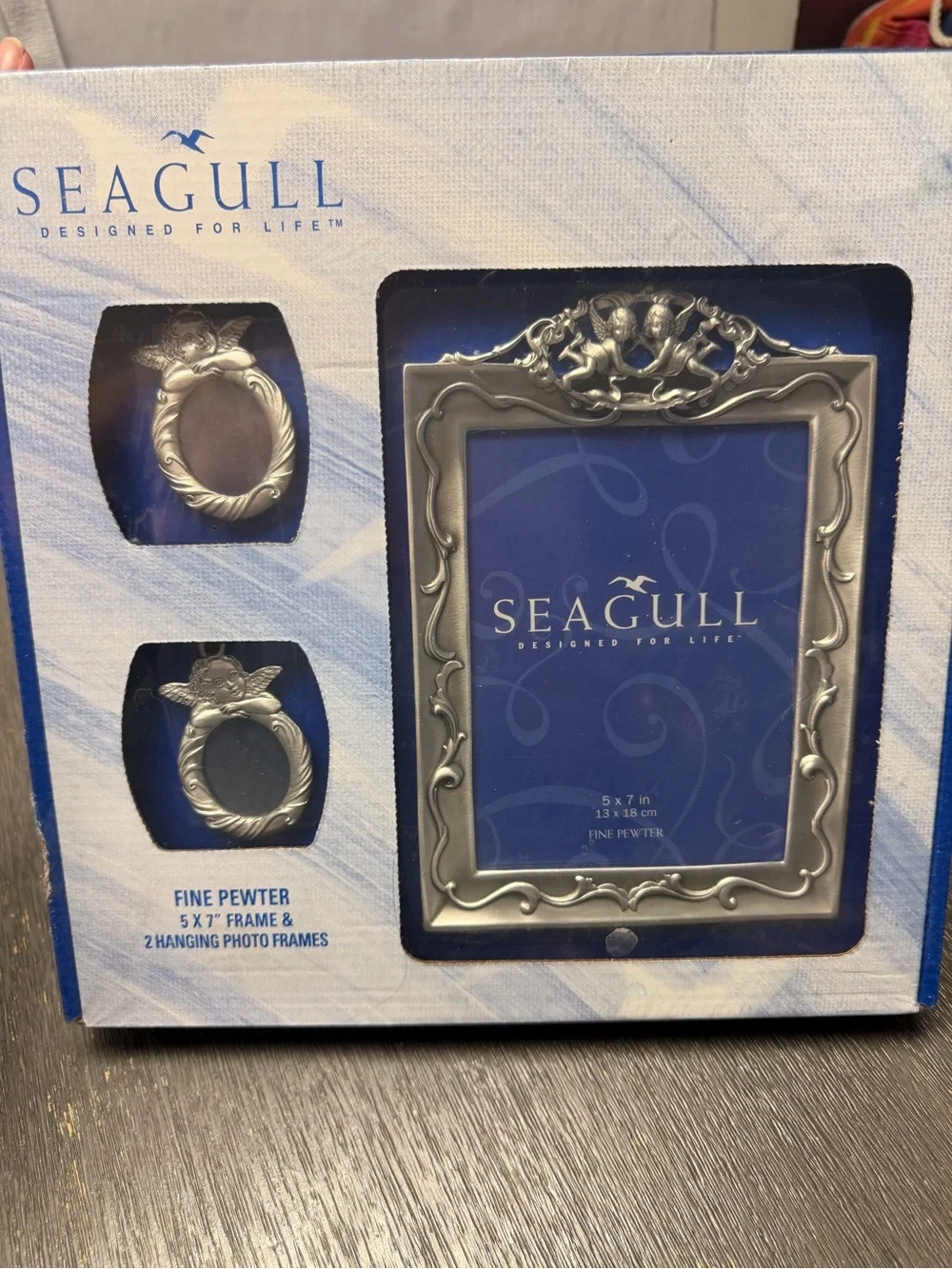 Vintage 90s celestial decor cherub pewter frames new in box  Seagull brand